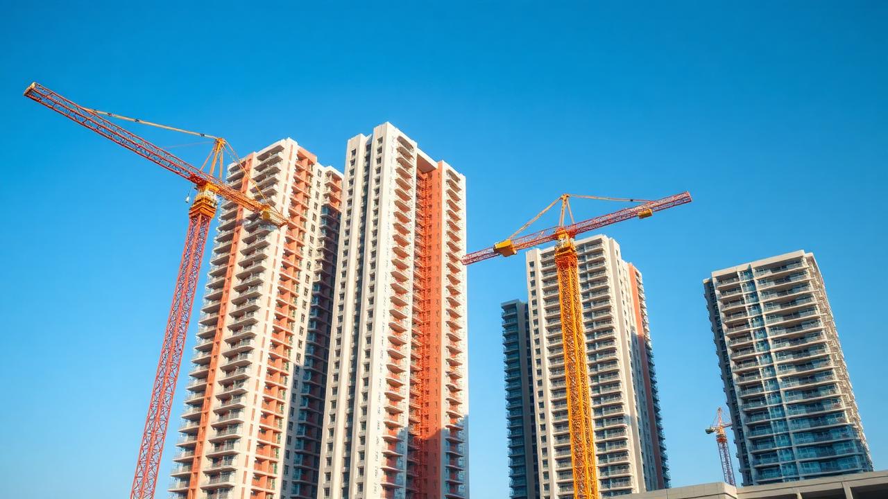 Chantier de construction de tours résidentielles à Dubai