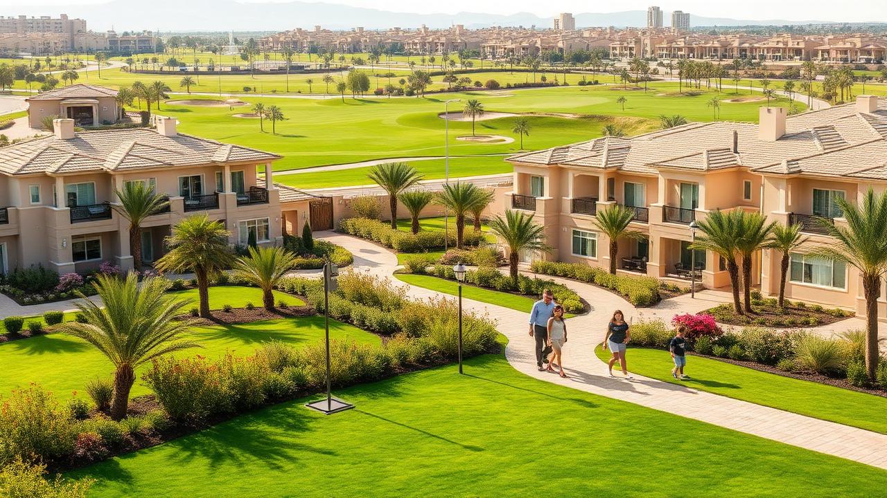 Communauté résidentielle familiale à Dubai Hills avec villas et parcs